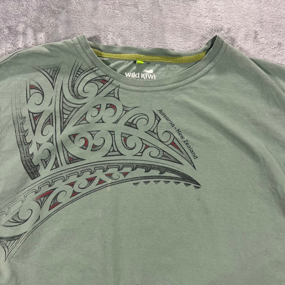 Wild Kiwi T-Shirt Mens XXL Green Aotearoa New Zealand Graphic Cotton Tee Faded
